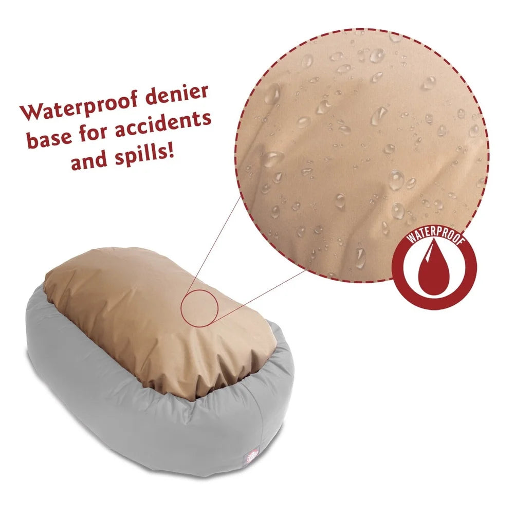 Washable Dog Bed Cozy Round Bagel Design Calming Plush Bolster Pet Bed Medium and Large Dogs