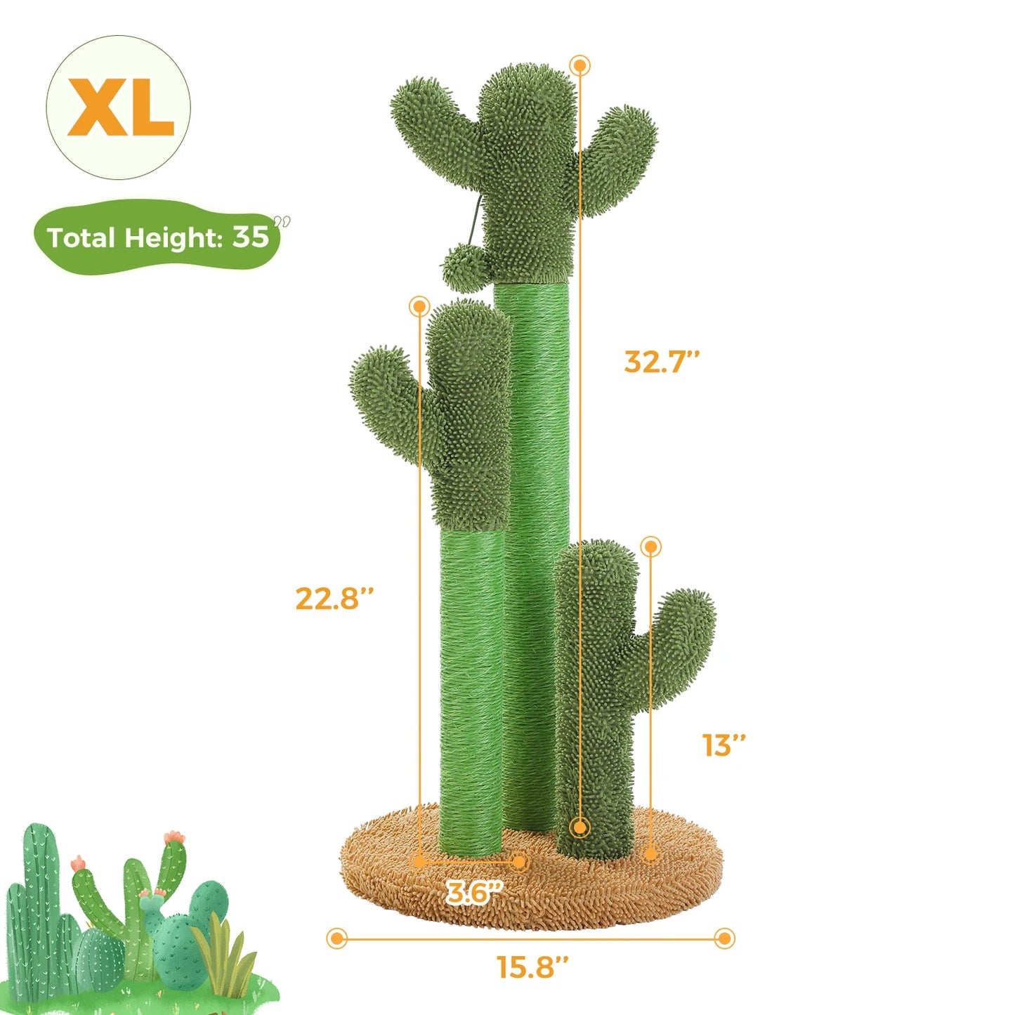 PEQULTICN Cactus Cat Tree Indoor Condo And Hammock Stand