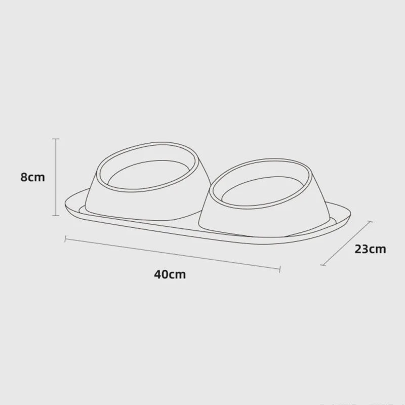 Stainless Steel Double Cat Dog Bowl Cat Food Container Plastic Non-slip Base Pet Water Feeder Tilt Safeguard Neck Puppy Cat Bowl