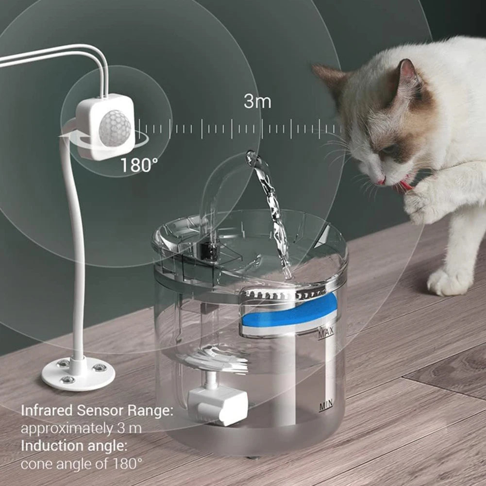 Pet Water Dispenser With Motion Sensor Cats USB Interface