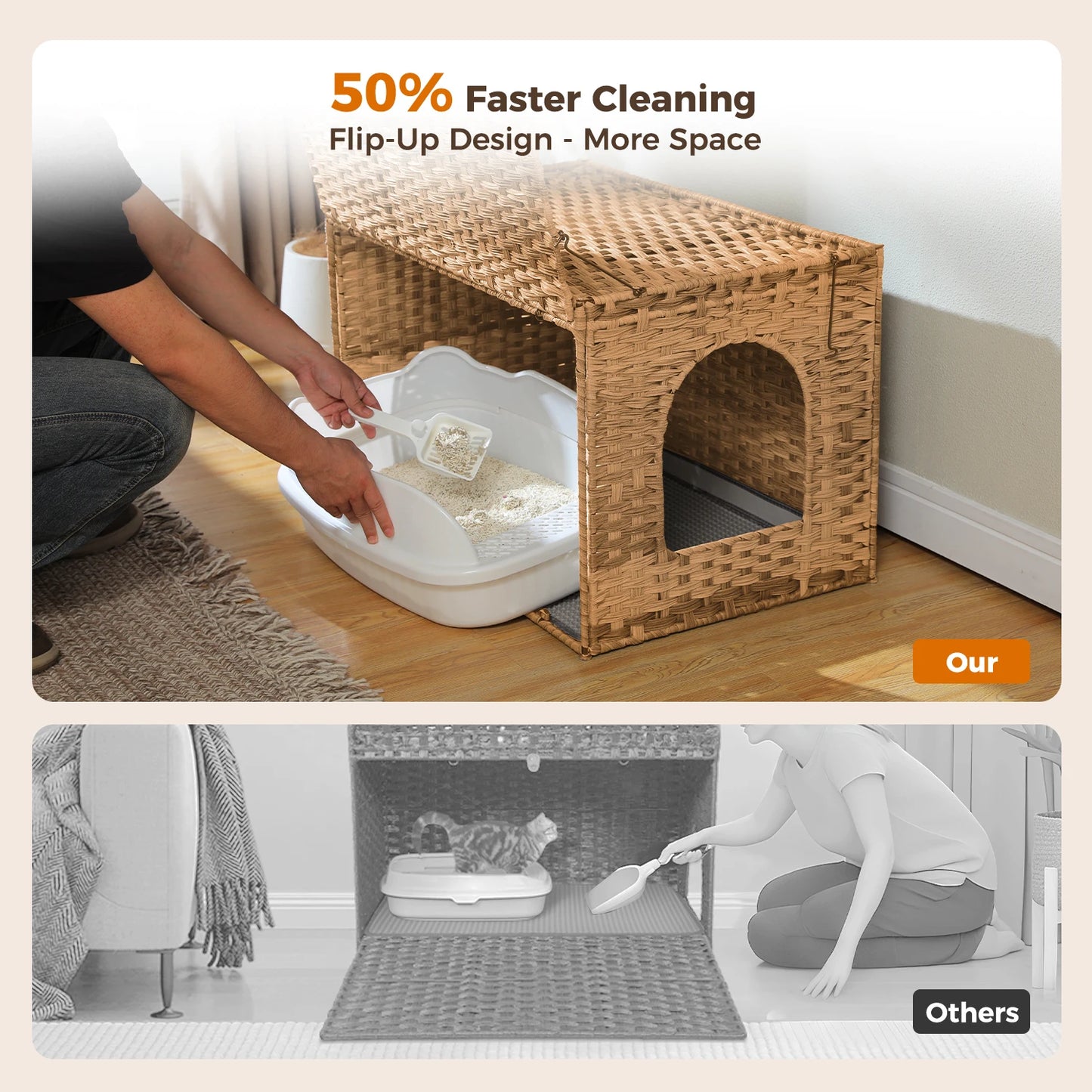 PAWZ Road Rattan Cat Litter Box Enclosure Hidden Furniture
