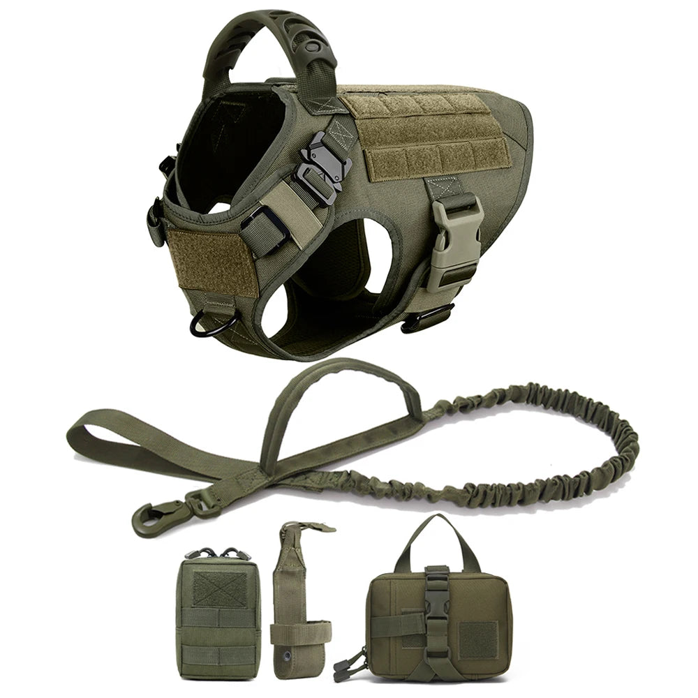 Military Dog Harness Leash Bags Set Pet Tactical Vest Harnesses Walking Training Hunting For Large Dogs German Shepherd