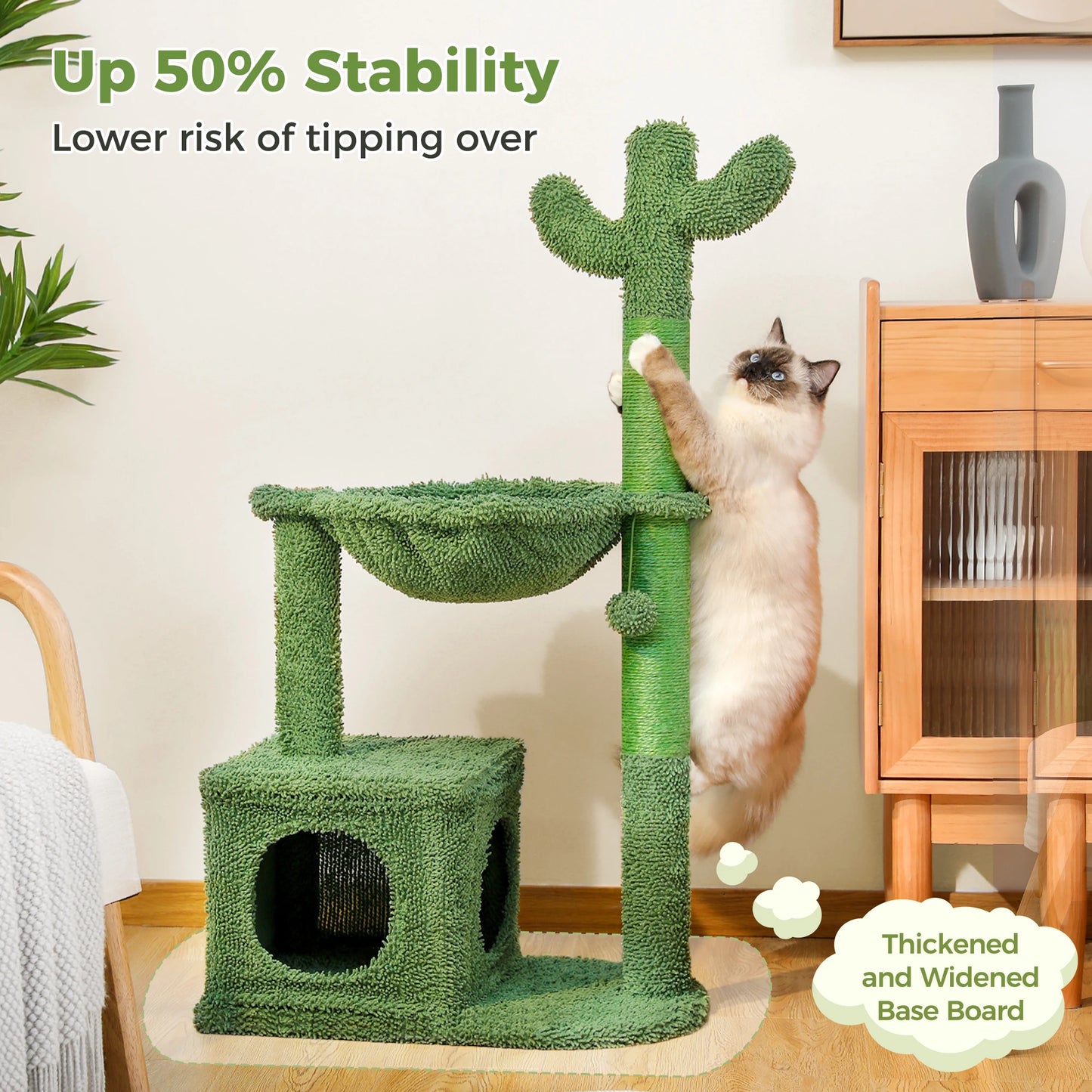 PEQULTICN Cactus Cat Tree Indoor Condo And Hammock Stand