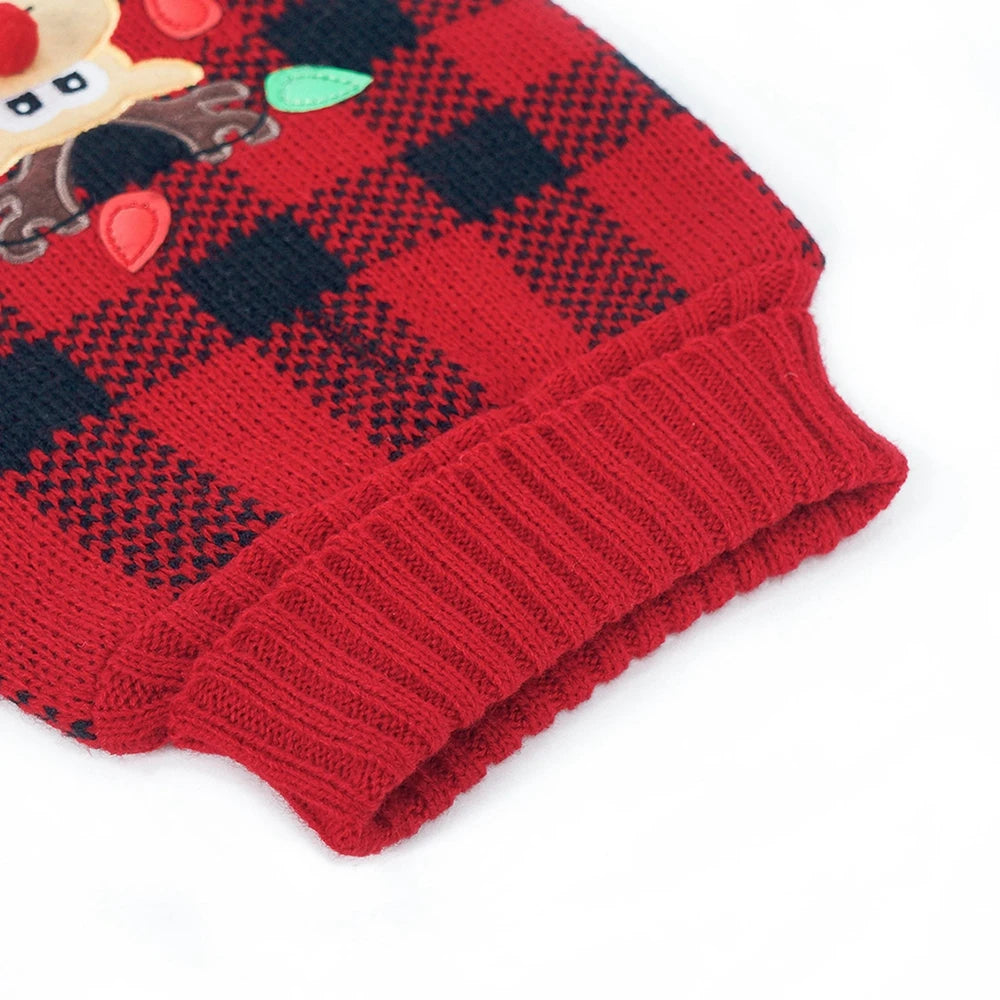 Plaid Pet Dog Sweaters Turtleneck Knitted Dogs Sweatshirt Warm Cats Puppy Winter Clothes for Small Medium Dogs Christmas Wearing