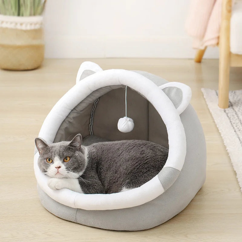 Four Seasons Cat Nest Bed Semi Closed Cozy Warm Nest