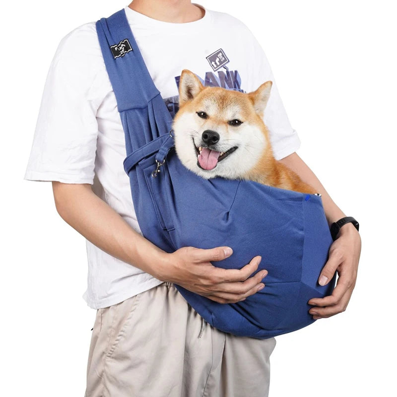 Cotton Crossbody Dog Sling Bag For Outdoor Travel Large Capacity