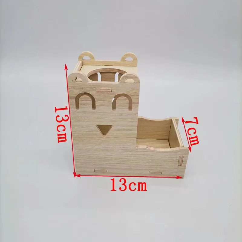 Pet Hamsters House DIY Wooden Gerbil Hideout Bridge Swing and Chinchilla Seesaw Pet Sport Exercise Toys Set Cage Accessories