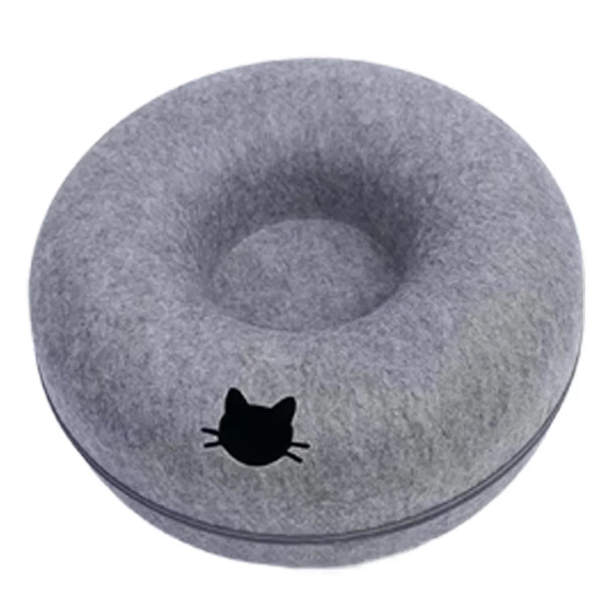 NONECN Interactive Round Cat Tunnel Donut Nest Felt Bed Scratcher for Cats