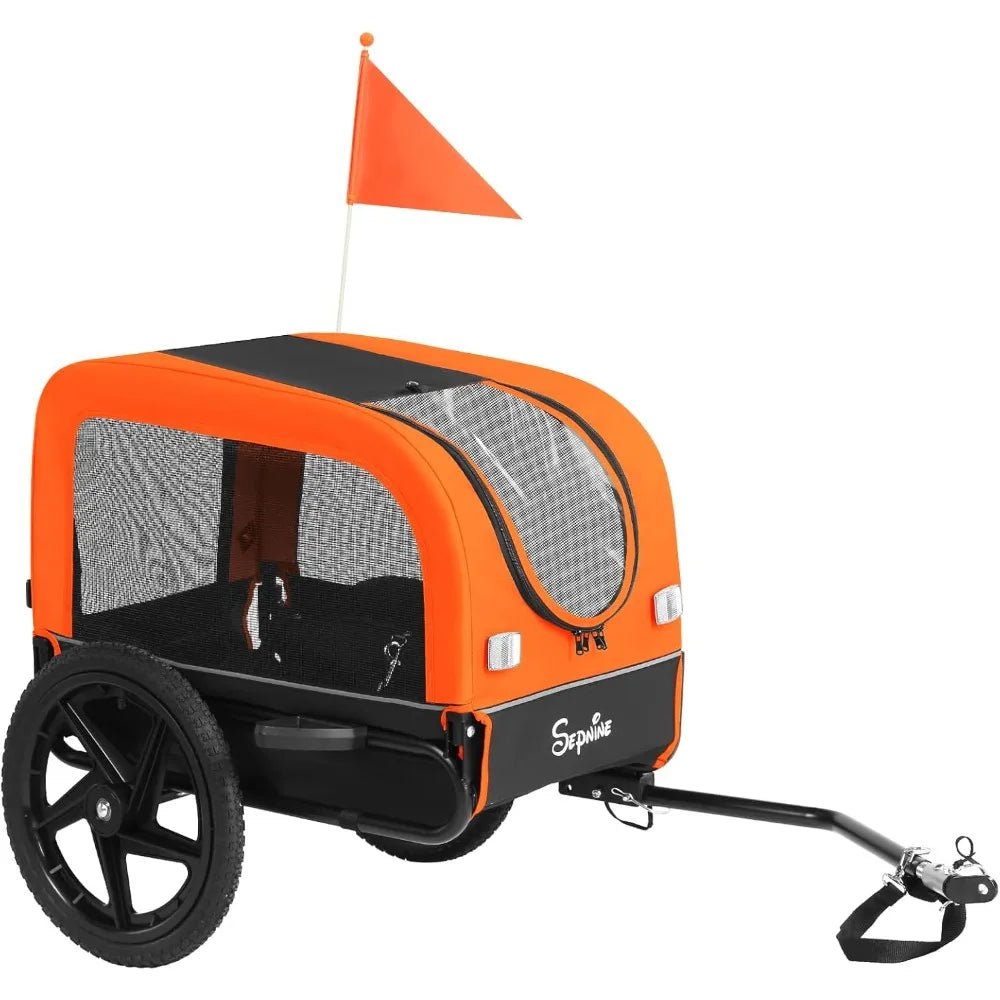 Dog Bike Trailer, Dog Cart for Bicycle, Suitable for Small and Medium Pets, Easy Folding Cart Frame, Quick Release Wheel, Non-S