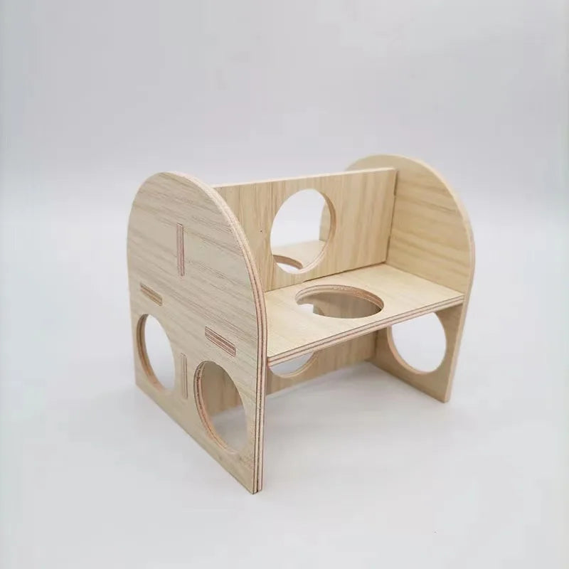 Pet Hamsters House DIY Wooden Gerbil Hideout Bridge Swing and Chinchilla Seesaw Pet Sport Exercise Toys Set Cage Accessories