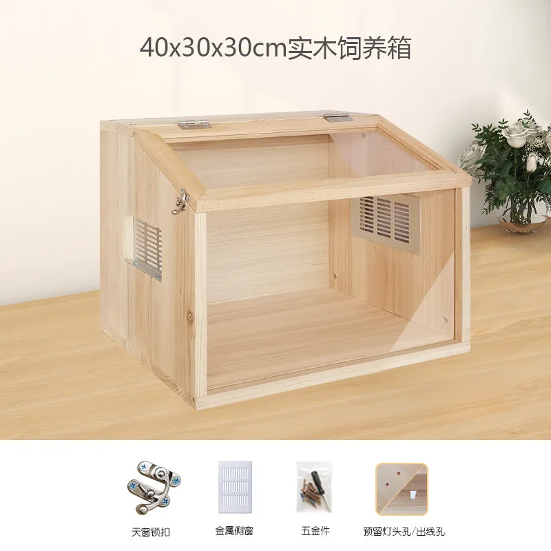 Wooden Hamster Cage Luxury Villa With Hideout Lock