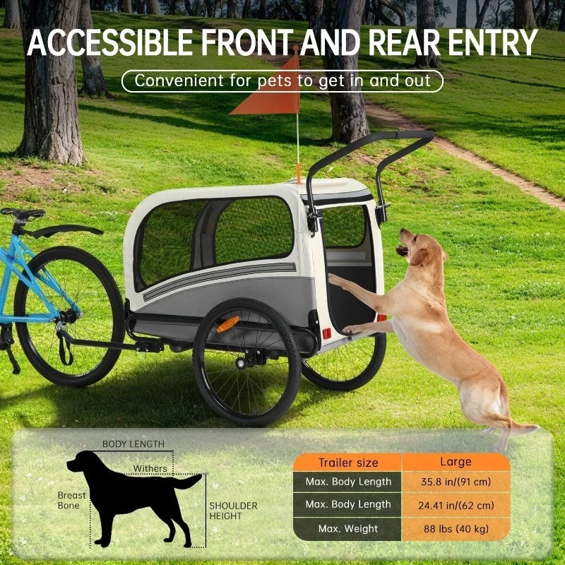 Dog Bike Trailer 88 Lb 2 In 1 Pet Stroller Cart Carrier