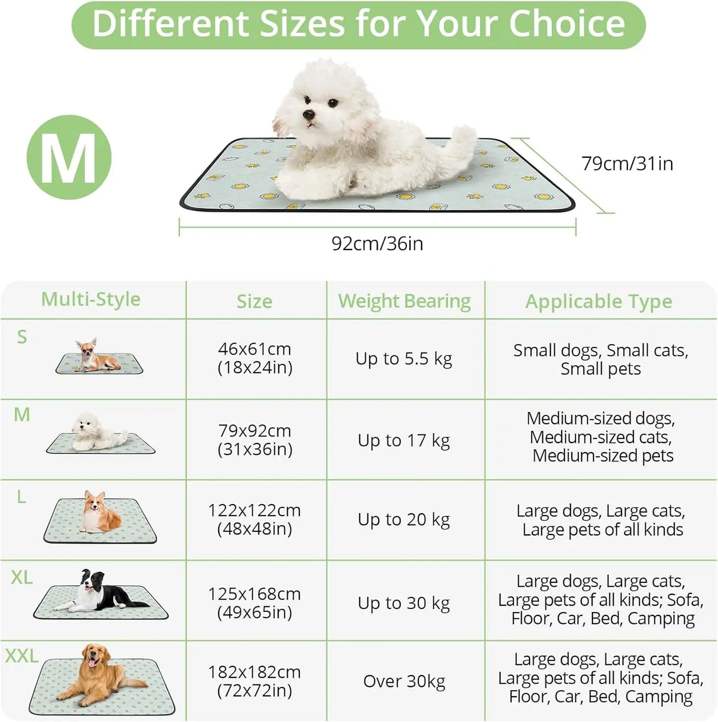 Washable Dog Pee Pads, Reusable, Absorbent, Slip-Resistant, Waterproof, 31"x36" (2 Pack)