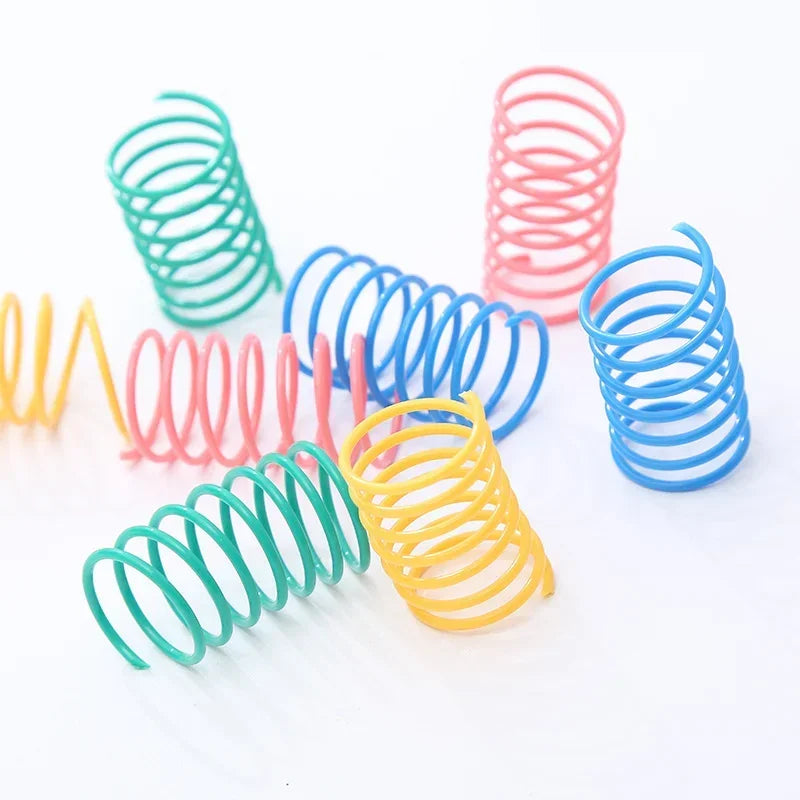 20 Pieces Cat Spring Toys Colorful Plastic Coil Spiral Springs Interactive Kitten Pet Accessories
