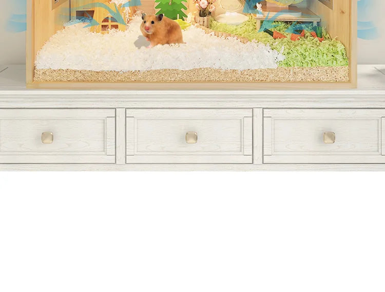 Wooden Hamster Cage Luxury Villa With Hideout Lock