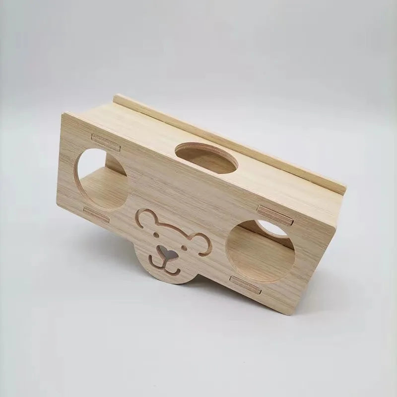 Pet Hamsters House DIY Wooden Gerbil Hideout Bridge Swing and Chinchilla Seesaw Pet Sport Exercise Toys Set Cage Accessories