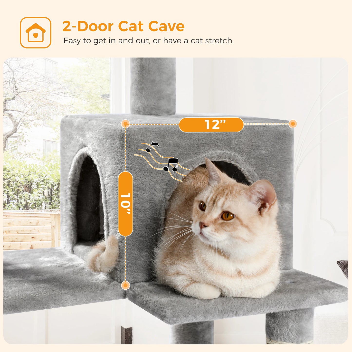 Cat Tree for Indoor Cats 5 Level Cat Tower with Large Hammock and Cozy Condo for Large Cats