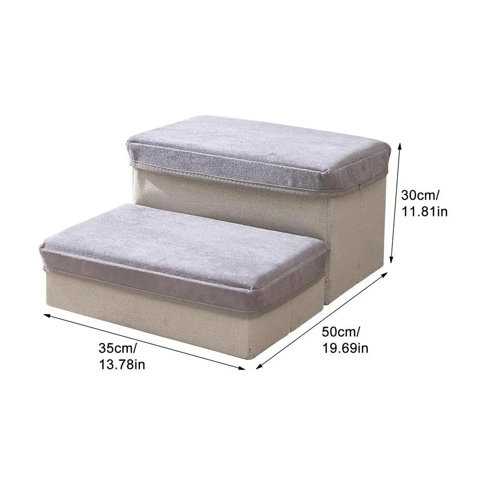 Foldable Durable Puppy Ramp Climbing Ladder Case 2/3 Steps Dog Climbing Ladder Case Breathable Pet Steps Stairs Case For Indoor