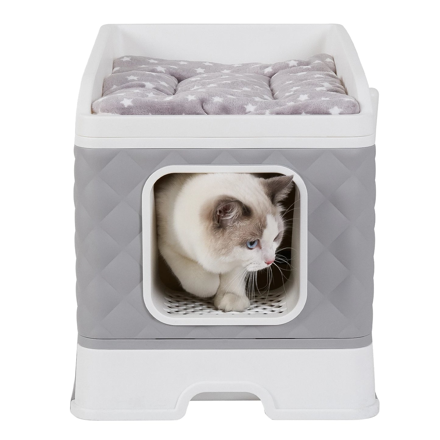 Bingopaw Cat Litter Box with Lid Enclosed Potty Large Top Entry Anti Splashing Toilet Easy to Clean with Litter Scoop