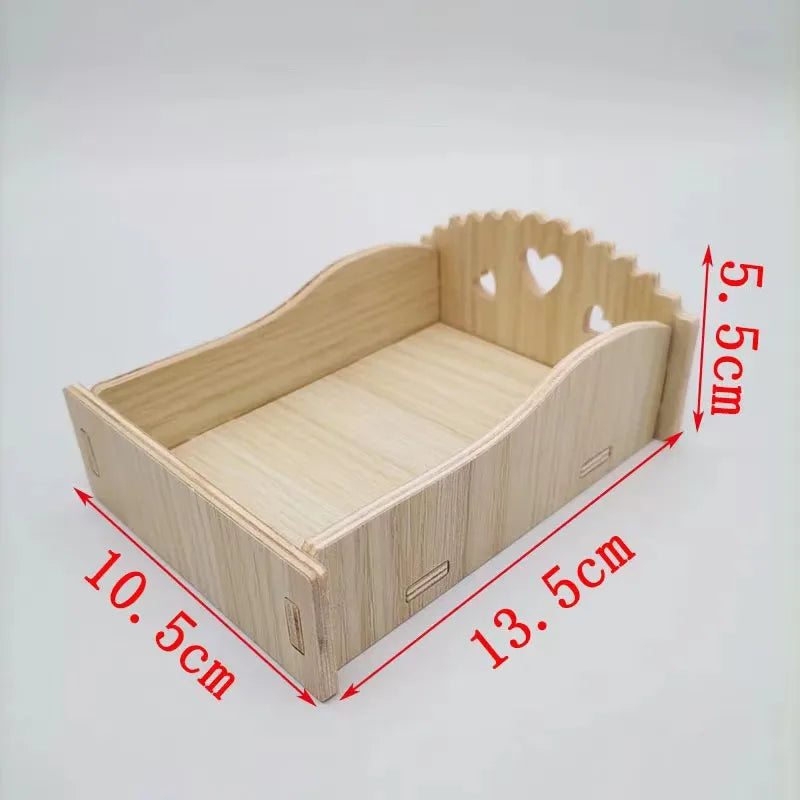 Pet Hamsters House DIY Wooden Gerbil Hideout Bridge Swing and Chinchilla Seesaw Pet Sport Exercise Toys Set Cage Accessories