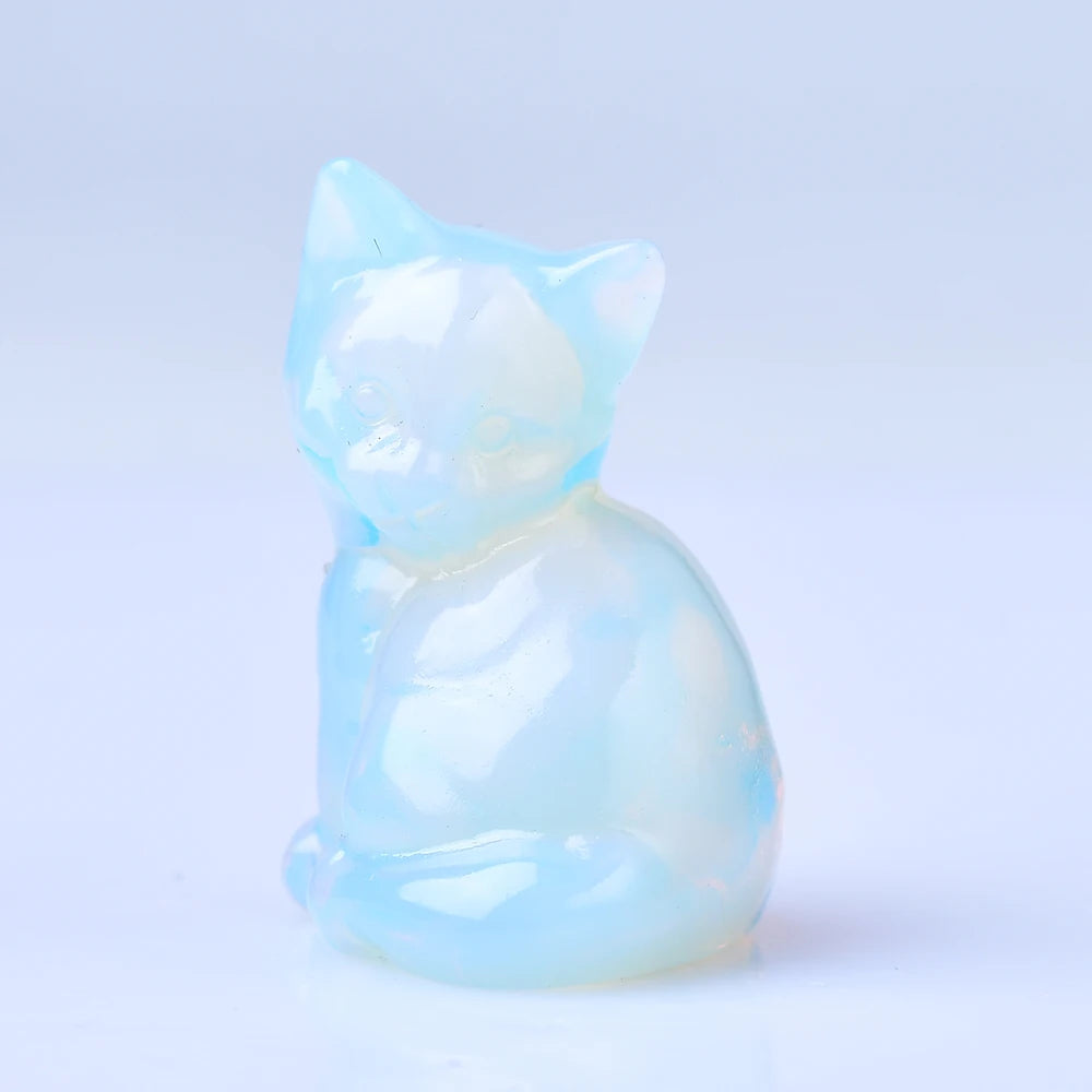 Natural crystal carved cat, a perfect choice for home decoration as a crystal gift ornament, a great option for healing crystals