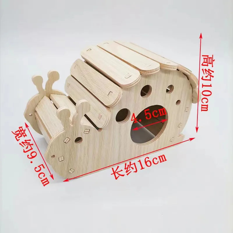 Pet Hamsters House DIY Wooden Gerbil Hideout Bridge Swing and Chinchilla Seesaw Pet Sport Exercise Toys Set Cage Accessories