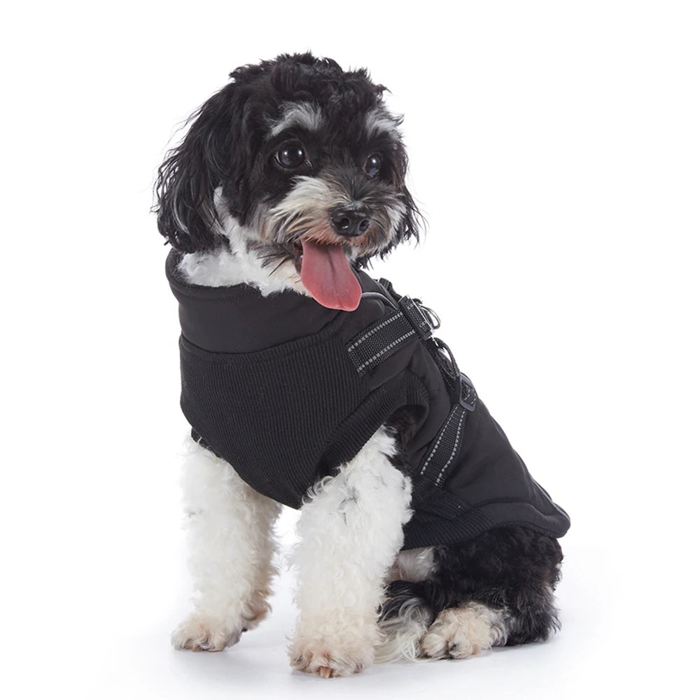 Pet Dog Waterproof Warm Jacket With Harness Reflective Dog Clothes For Small Large Dogs Coat Chihuahua French Bulldog Outfits