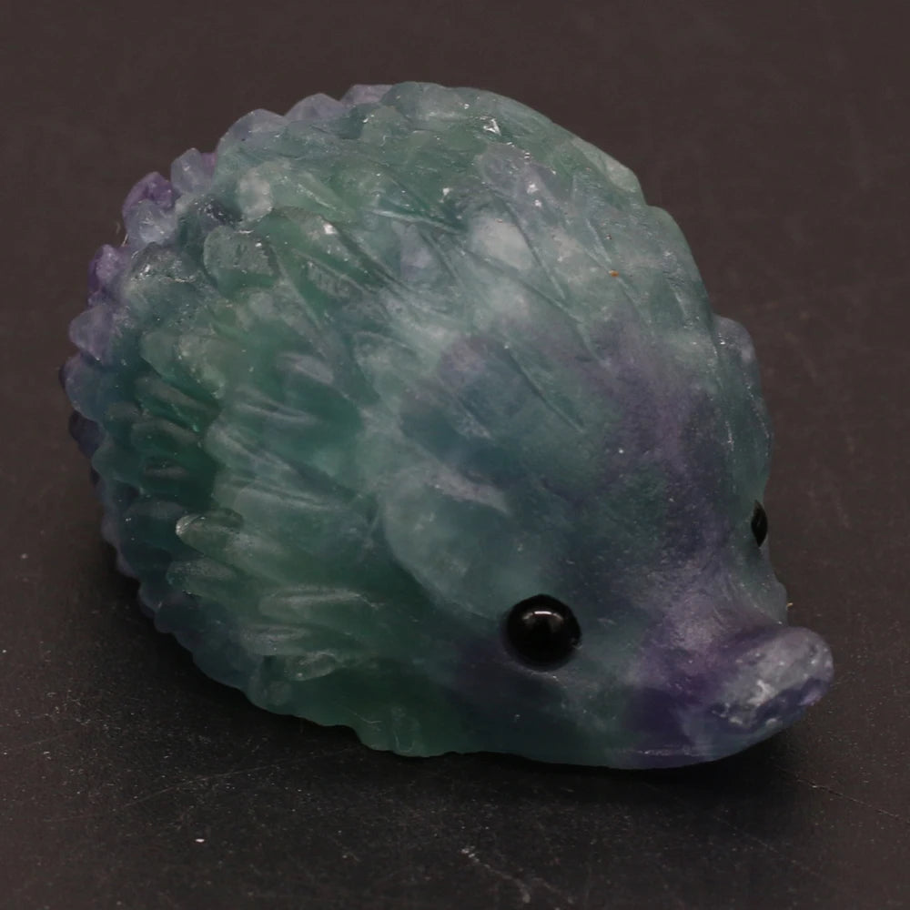 Natural Crystal Cute Animal Carved Hedgehog Statue, Rose Quartz, Tiger Eye Stone Crafts, Reiki Home Decoration, Ornaments