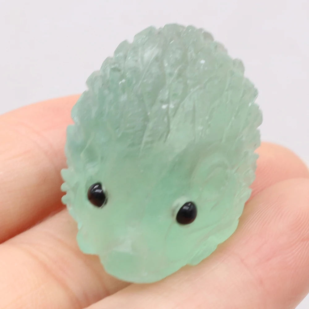 Natural Crystal Cute Animal Carved Hedgehog Statue, Rose Quartz, Tiger Eye Stone Crafts, Reiki Home Decoration, Ornaments