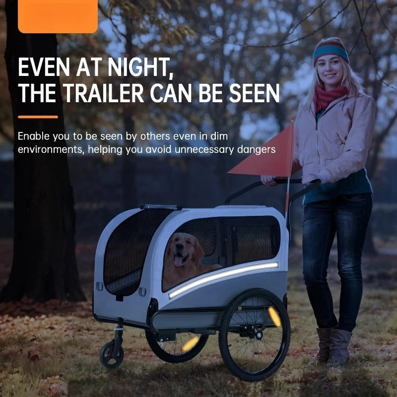 Dog Bike Trailer 88 Lb 2 In 1 Pet Stroller Cart Carrier