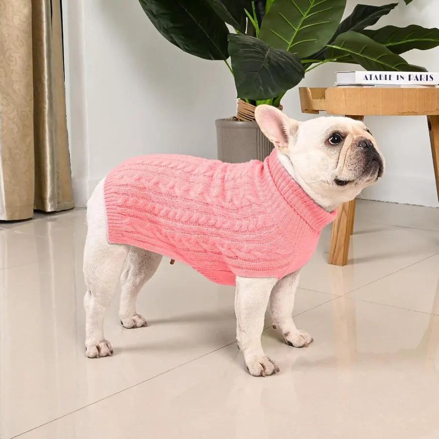 Guangdong Dog Sweaters 2 Pack Turtleneck Cable Knit Pullover