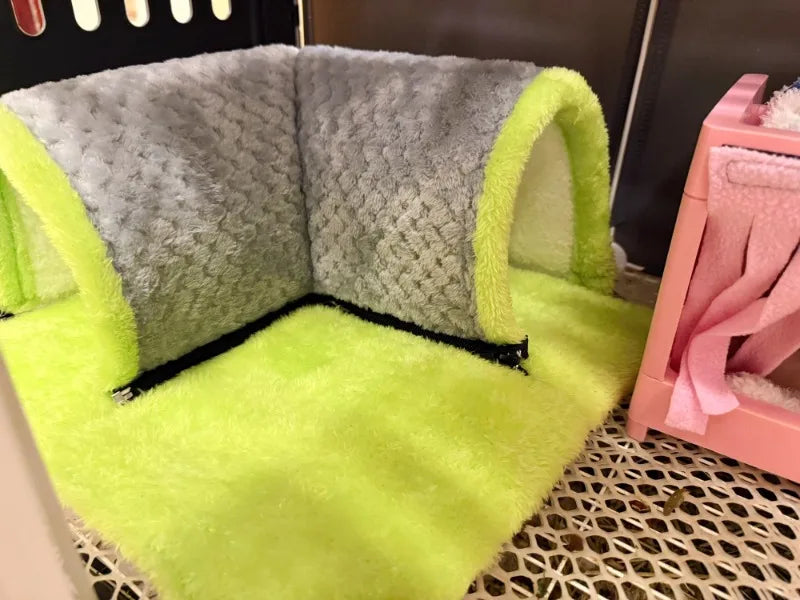 Winter Warm Plush Pet Nest Removable Fleece Tunnel Cage Hideout for Guinea Pig Hamster Rat Squirrel Small Animal Accessories