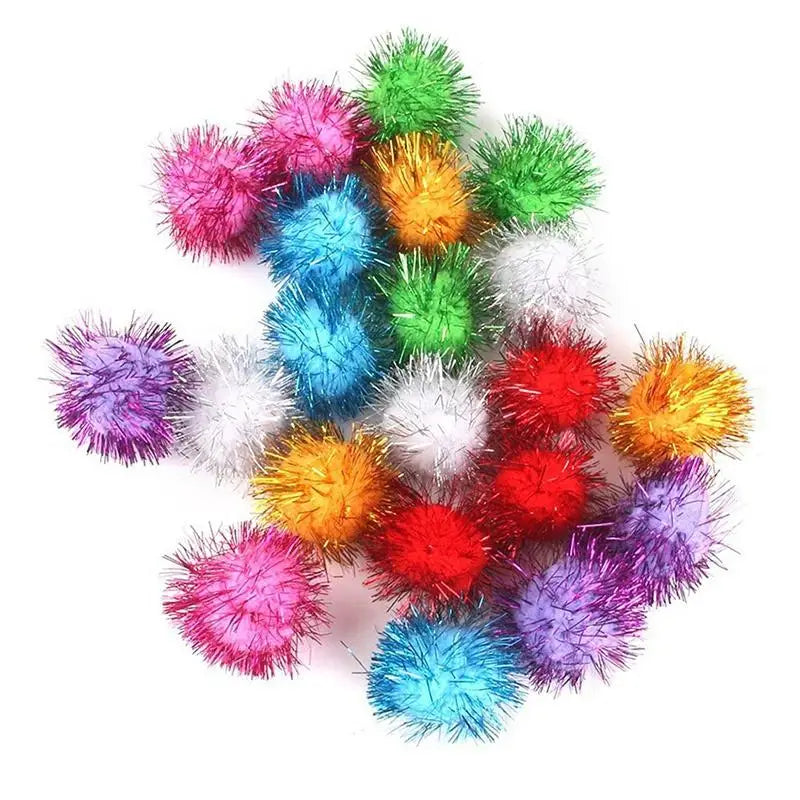 Fluffy Pom Poms 21 Pcs Colorful Plush Balls for DIY Kids Crafts and Pet Toys Playtime