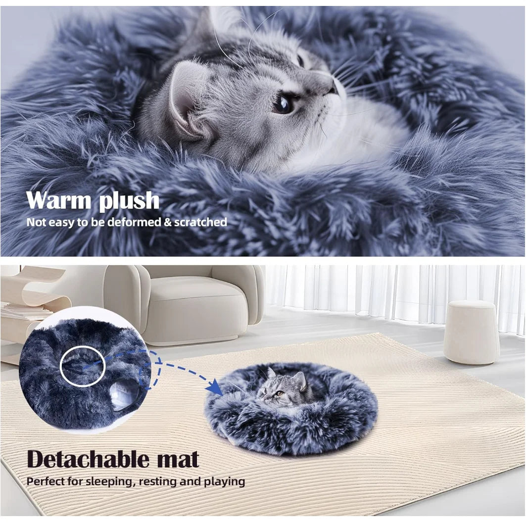 Kylinsure Plush Cat Tunnel Bed For Cats Cozy Hideaway