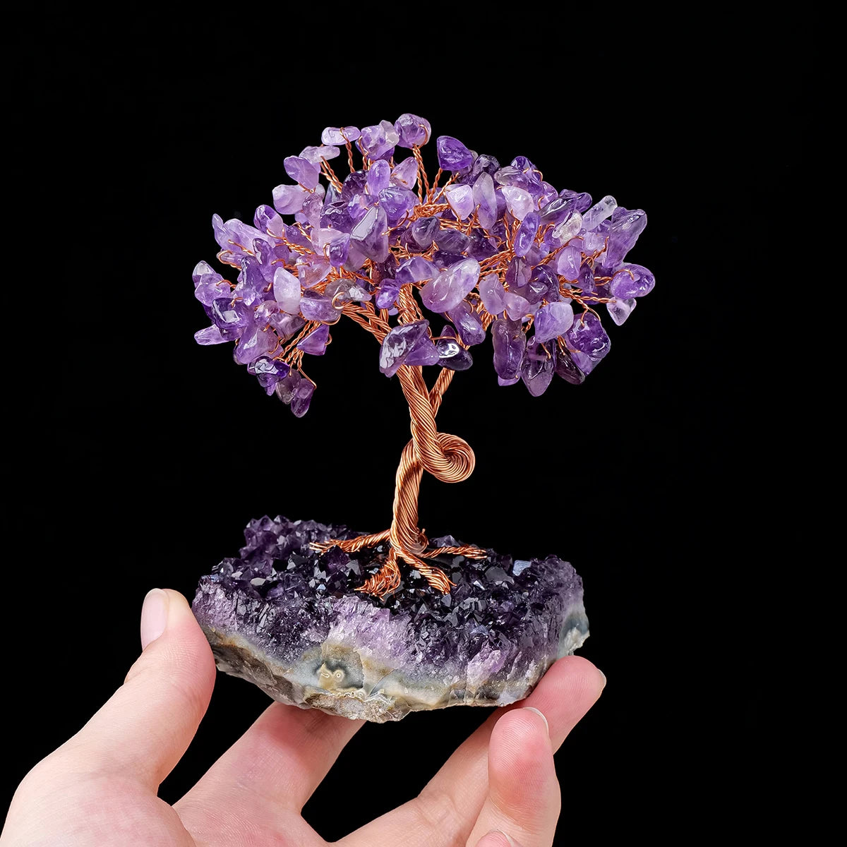 Natural Amethyst Cluster Crushed Stone Tree Crystal Gem Base Home Decoration Crafts Divination Energy Healing Meditation Gifts