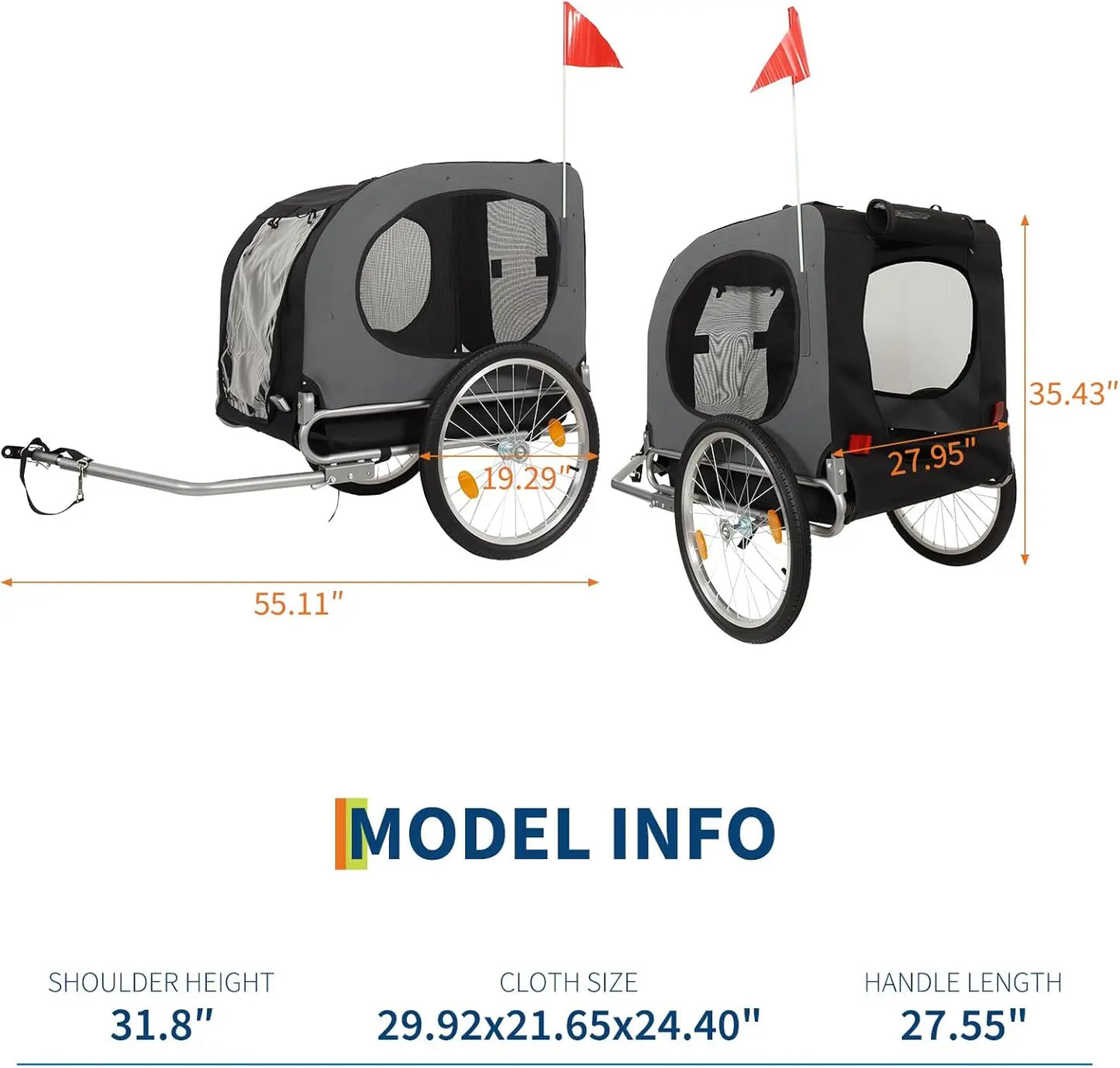 Dog Bike Trailer 88Lbs Pet Bicycle Carrier Easy Folding