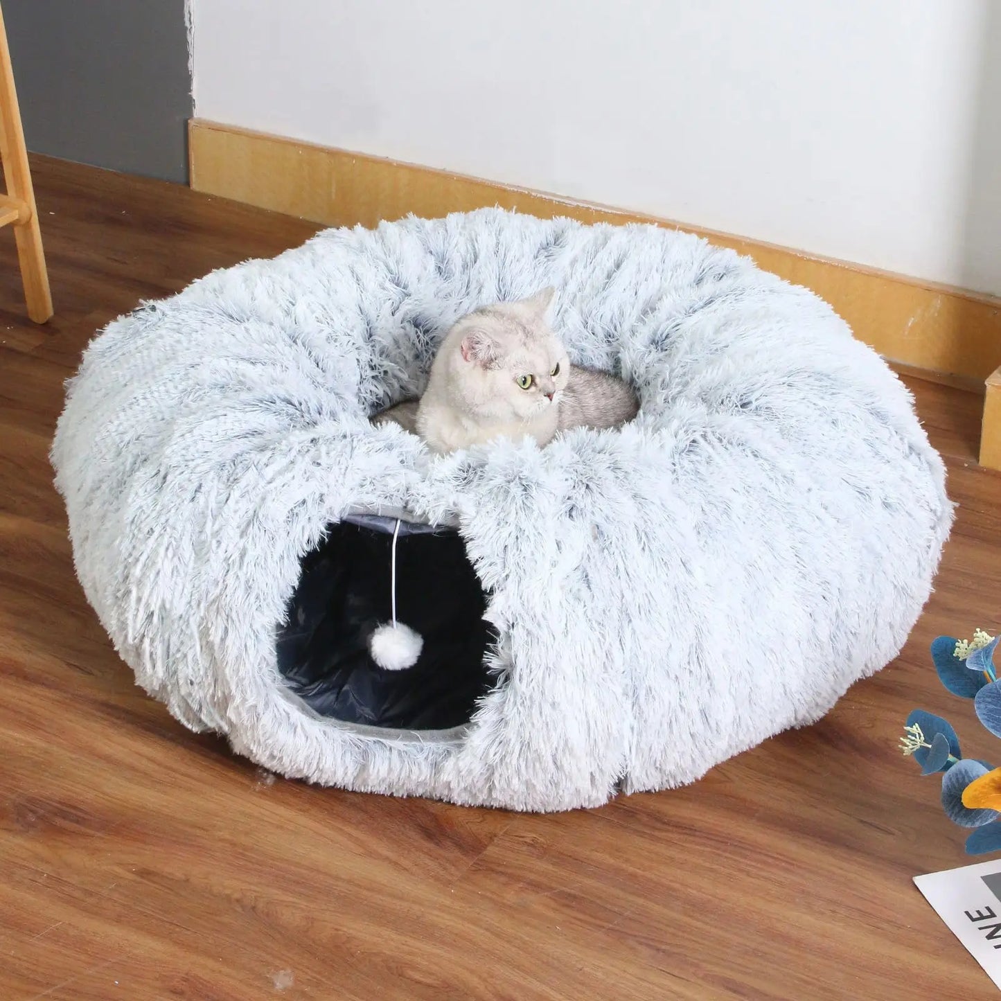 Kylinsure Plush Cat Tunnel Bed For Cats Cozy Hideaway