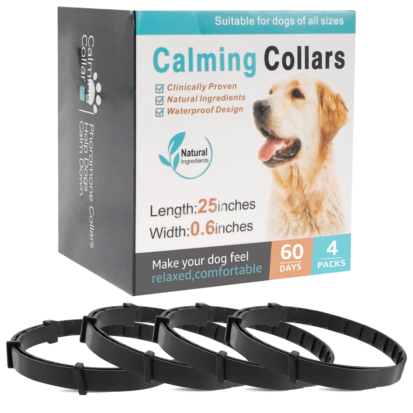 4Pcs Dogs Calming Collar Pets Pheromone Relieve Anxiety Trimmable Adjustable Comfortable Anti Relief Stress Puppy Kitten
