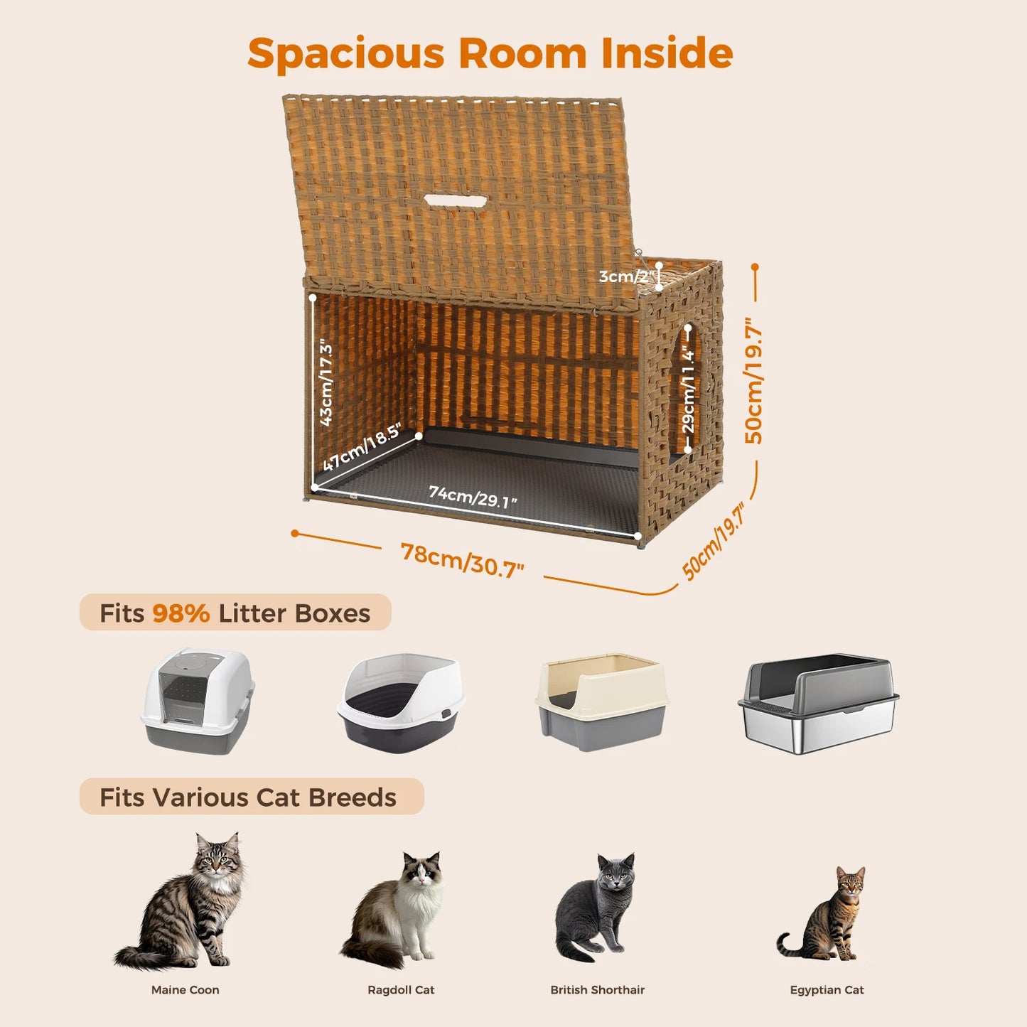 PAWZ Road Rattan Cat Litter Box Enclosure Hidden Furniture