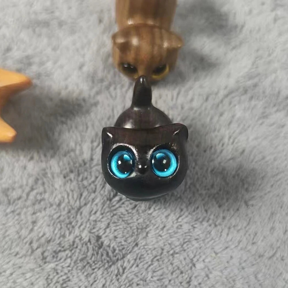 Handmade Wooden Cat Decoration Mini Animal Tiger Kitten Statue Car Statue Desktop Decoration Cute Kitten Ornament