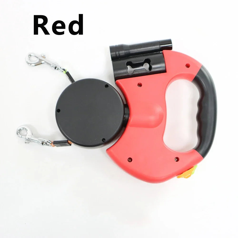 Retractable Dual Dog Leash With LED Light 360 Swivel