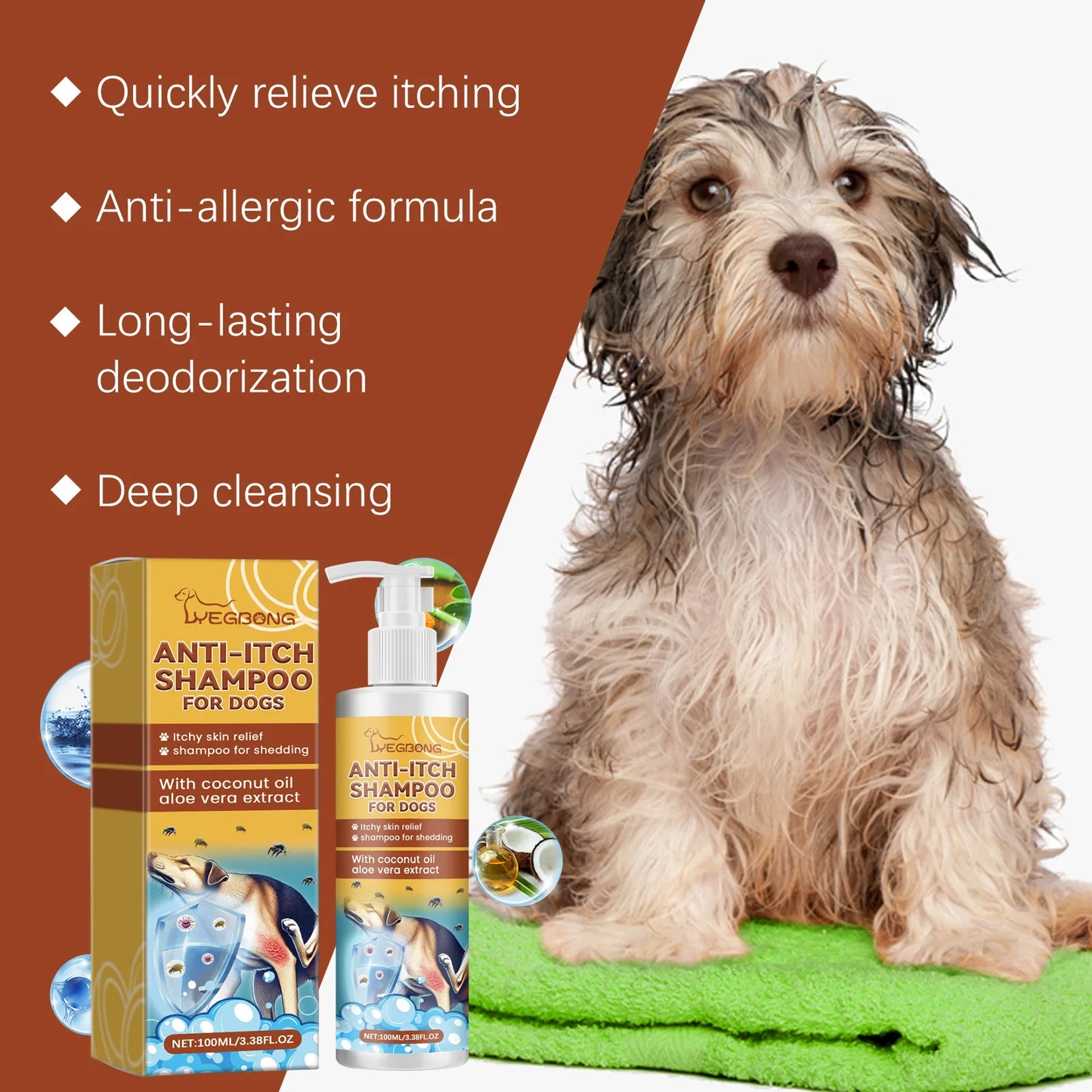 Yegbong Dog Itchy Shampoo Deodorant Nourishing Cleanse
