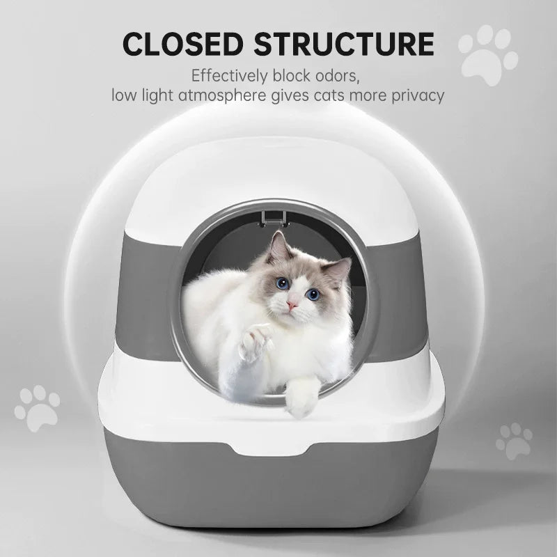 Large Enclosed Cat Litter Box with Anti-Splash Removable Flip-Lid and Cat Litter Scoop