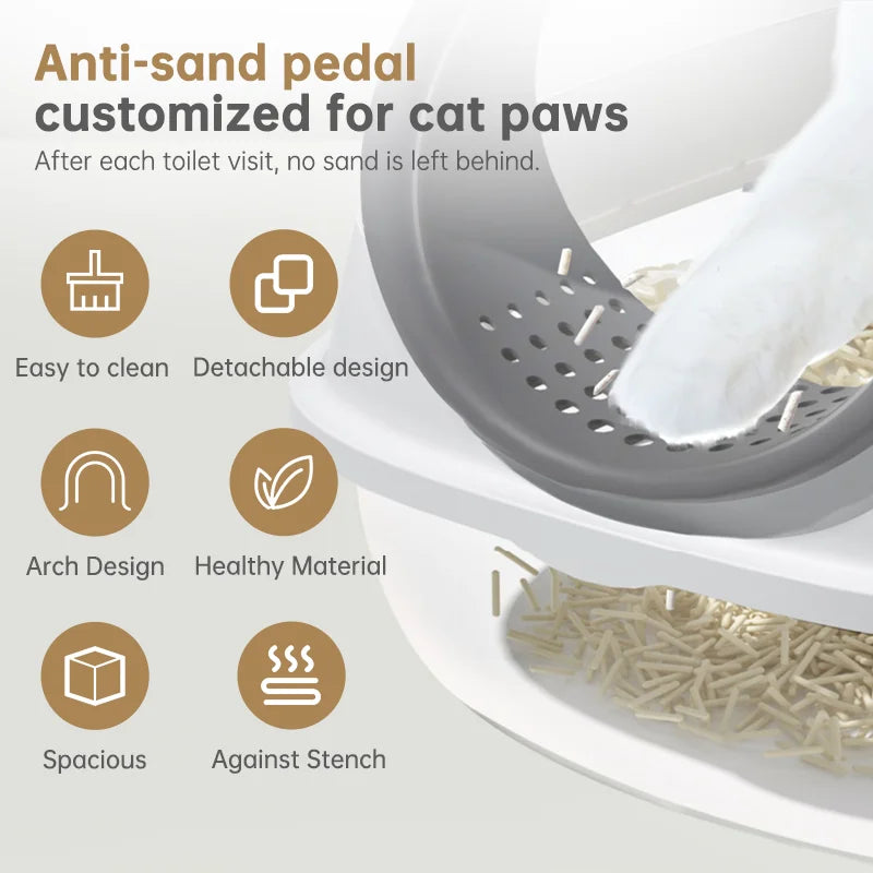 Large Enclosed Cat Litter Box with Anti-Splash Removable Flip-Lid and Cat Litter Scoop