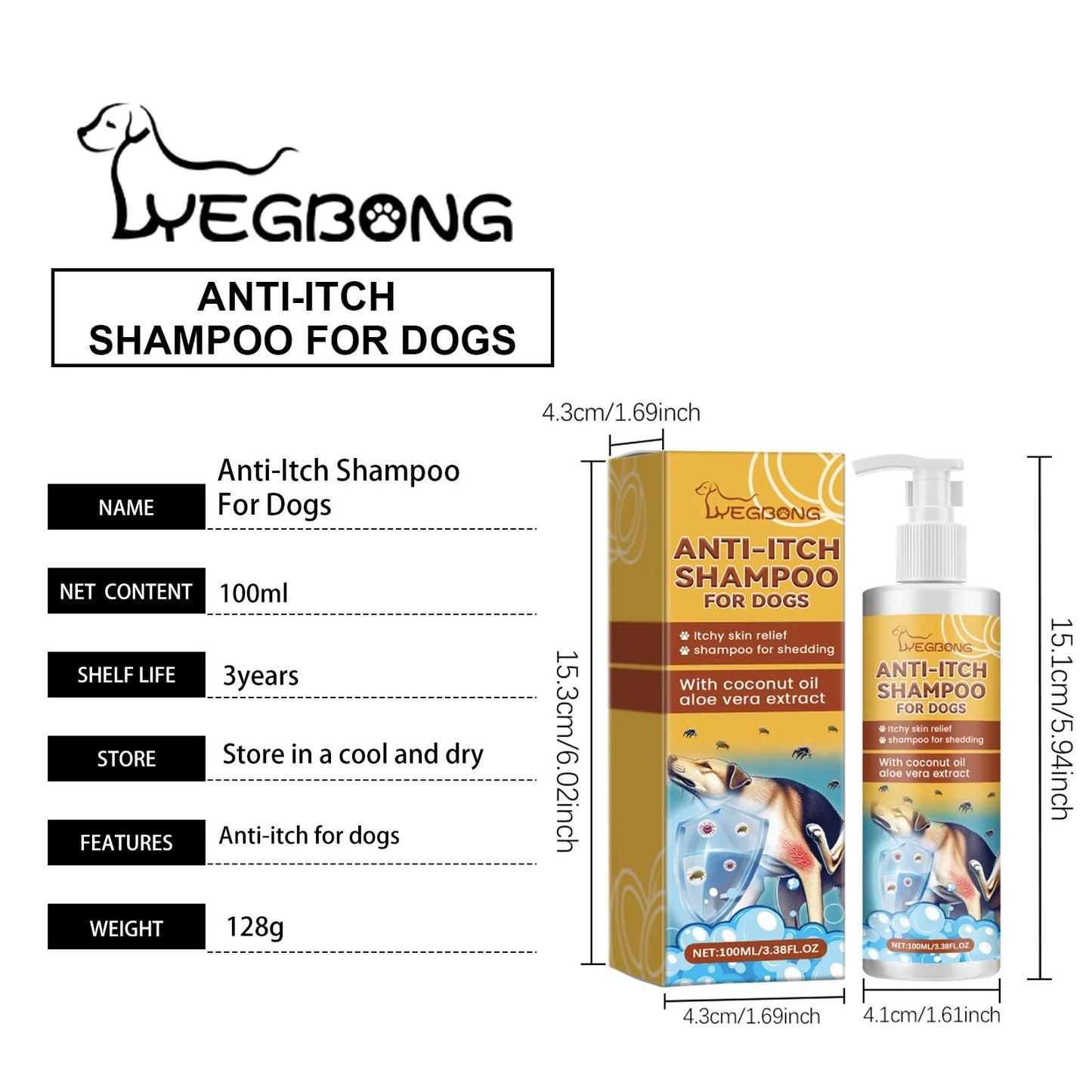 Yegbong Dog Itchy Shampoo Deodorant Nourishing Cleanse