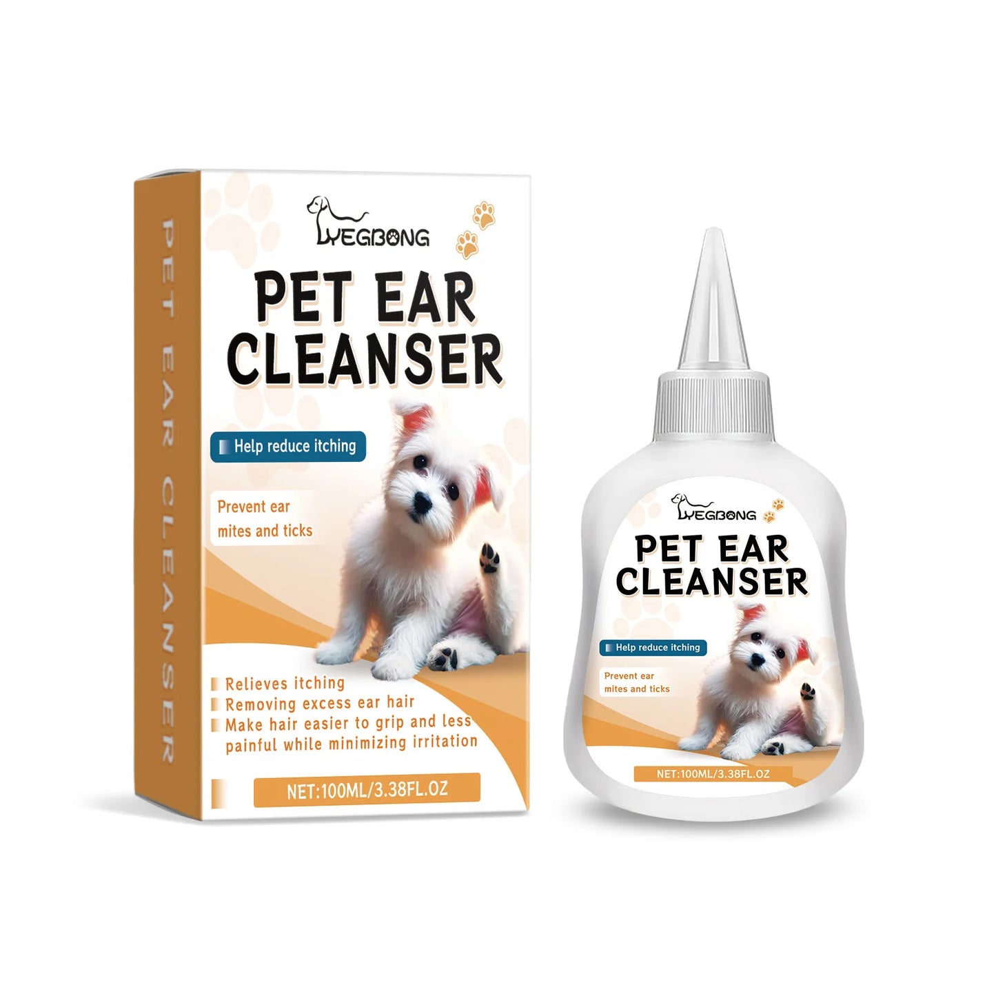 YEGBONG Pet Ear Cleaner Drops For Dogs And Cats Itch Relief