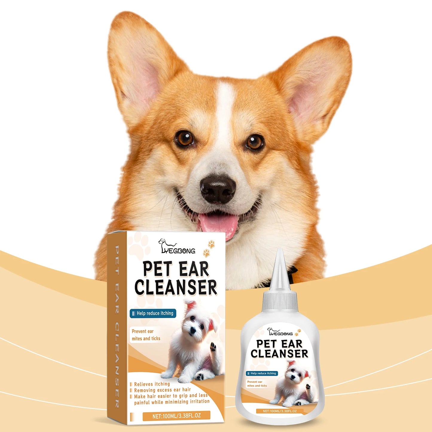 YEGBONG Pet Ear Cleaner Drops For Dogs And Cats Itch Relief