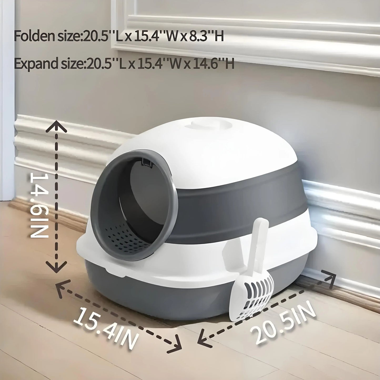 Large Enclosed Cat Litter Box with Anti-Splash Removable Flip-Lid and Cat Litter Scoop