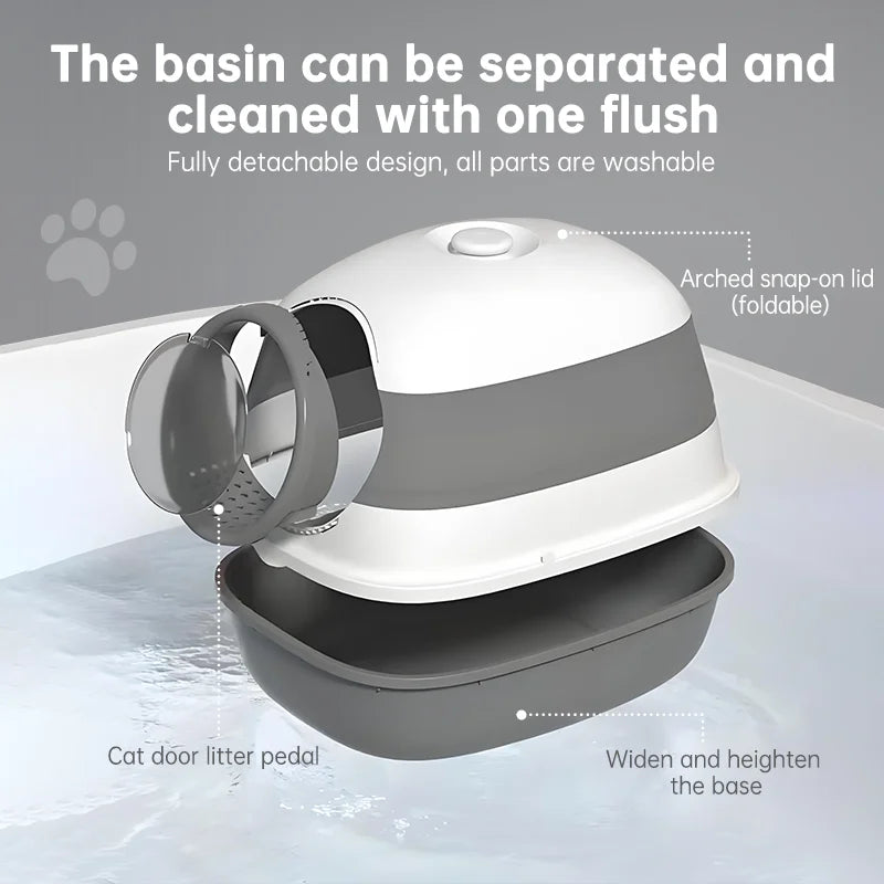 Large Enclosed Cat Litter Box with Anti-Splash Removable Flip-Lid and Cat Litter Scoop