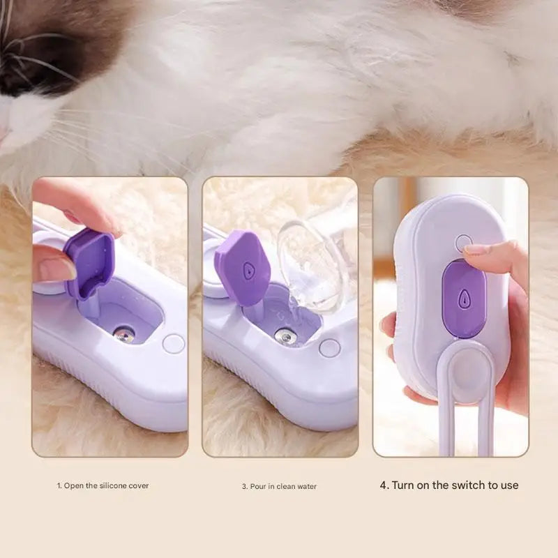 Steam brush for cats, steam brush for dogs 2025 new pet steam grooming comb, grooming brush, gentle combing, reduce flyaway hair